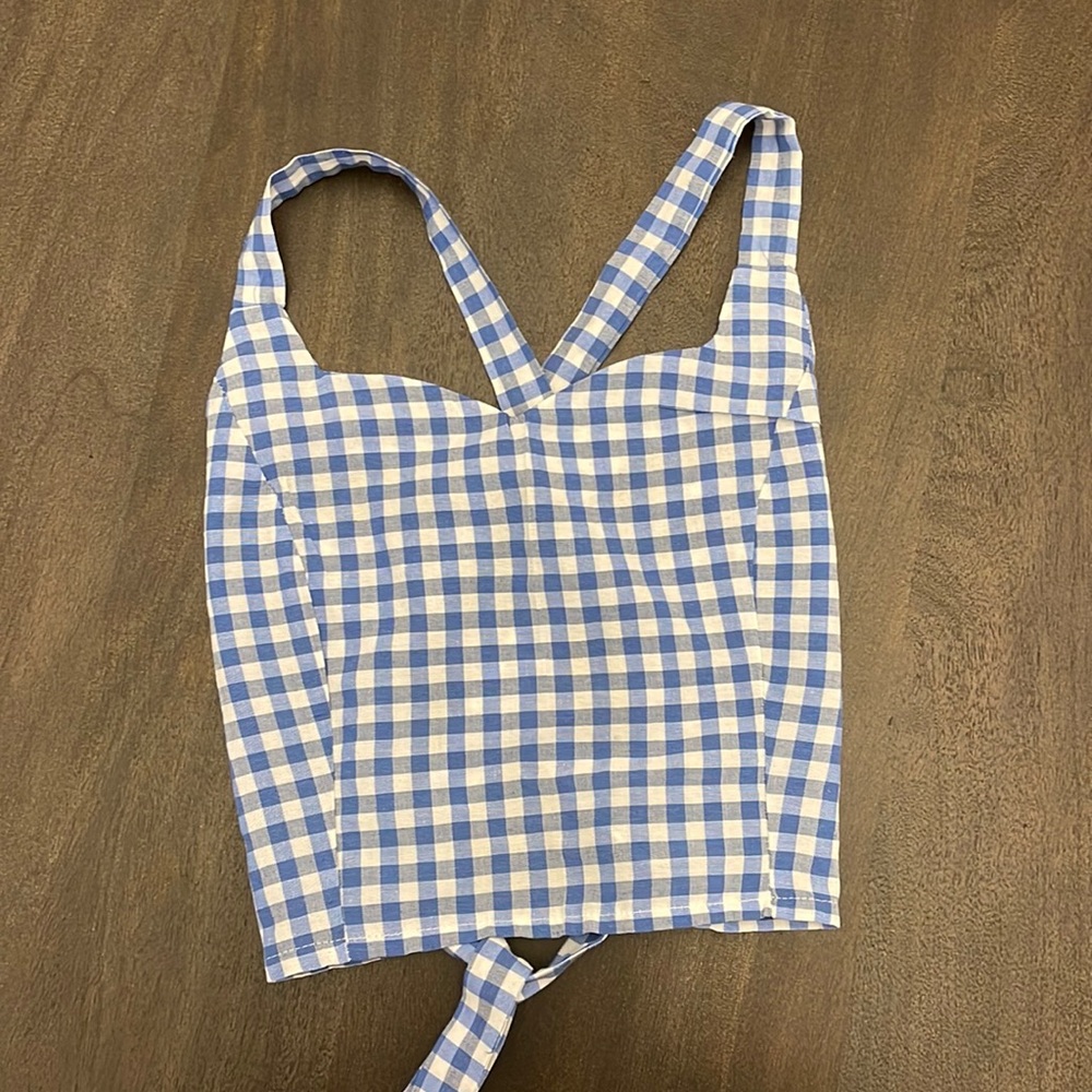 blue and white crop top from shein, never worn, only tried on